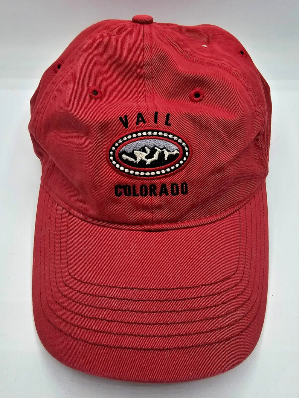 Vail Colorado Hat Mountains Logo Cap Red Cotton Strap Back Adjustable